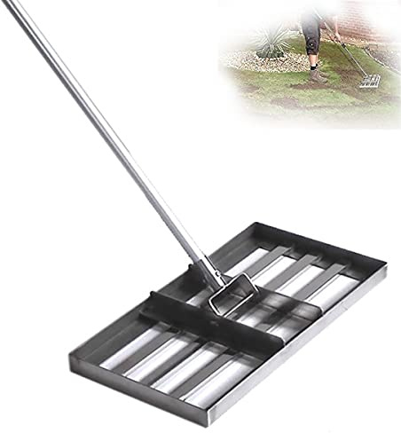Rasen-Nivellierrechen, Golf-Garten-Rasentrimmer, Level-Move-Drag-Mopp, Nivellierrechen mit 43-Zoll-Edelstahlstange – Robustes Boden-Rasen-Nivelliergerät für Yard-Golf