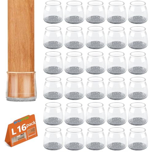 Gommini per Sedie Rotondi, 16 Pezzi Tappi per Sedie in Silicone con Feltro