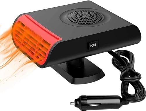 Car Heater 12V, Portable Auto Heater that Plugs Into Cigarette Lighter, Winter Car Heater Kit Automobile Windscreen Fan, 2 in1 Fast Heating Defroster for Small Vehicles