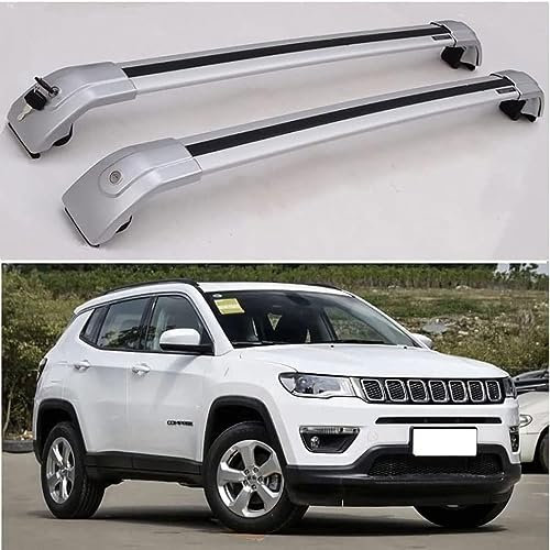 ZJIZOU Geeignet für Jeep Compass 2017-2022 Autos，Aluminium Fahrradträger Dachboxen Dachgepäckablage,Querträger DiebstahlBars Auto Zubehör.