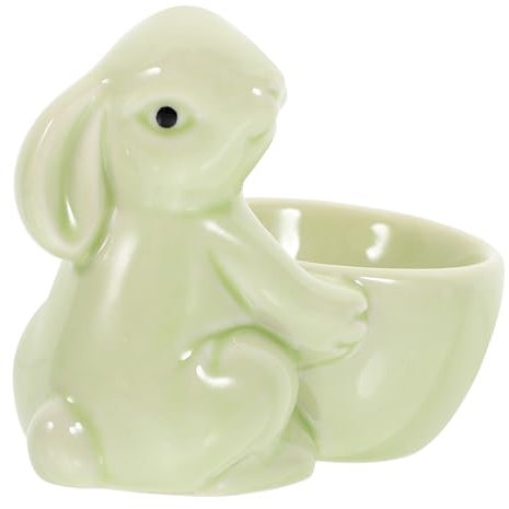 TOGEVAL Huevera De Cerámica Diseño De Conejo Cartoon Soporte Estable Para Huevos Cocidos Para Decoración De Pascua y Almuerzos Infantiles