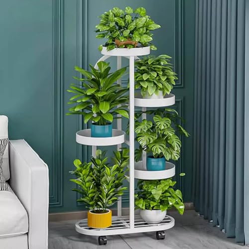 DSEWTEZXI Métal porte plante interieur, porte plantes d'intérieur, supports de pots de fleurs extérieur, support jardiniere balcon, meuble plante jardin, Diverses plantes peuvent être placées.(Wit)