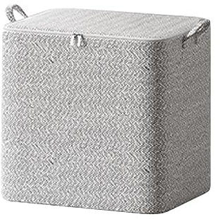 110L Foldable Storage Baskets With Lids - Fabric Cubes With Durable Carry Handles and Double Zipper - Organiser for Blankets, Pillows, Quilt - Grey