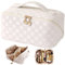 TOPALL Kosmetiktasche Reise Damen,Beauty Case PU Leder,Groß Make Up Tasche,Portable Schminktasche Kulturtasche Organizer mit Kapazität für Reisezubehör Travel Essentials Women(Checkered White)