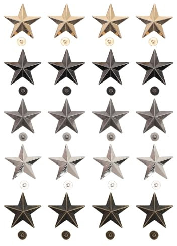 20 Set Rivetti a Forma di Stella, Chiodi da 31mm Rivetti Punk a Stella Borchie in Metallo Fai da Te Borchia a Rivetto a Forma di Stella Antica con Viti Borchie a Rivetto a Stella