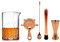 5-Piece Stainless Steel Copper Finish Cocktail Mixing Glass Set – 24oz Durable Glass Mixing Jug with Weighted Base, Hawthorne Strainer, 25/50ml Jigger, Spoon & Muddler, Perfect for Home or Bar Use