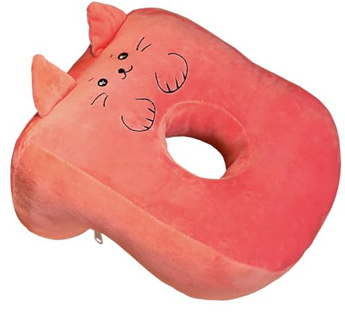 CavspkArt Büro-Nickerchenkissen, Memory-Baumwolle, niedliches rosa Kissen mit Ohrloch, weiches Nickerchenkissen, Ohrkissen für Seitenschläfer für Damen, Mädchen, Kinder (rosa Katze)