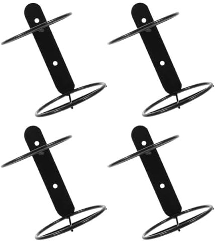 Healeved 4Pcs Wall Mounted Wine Rack - Single Bottle Metal Holder for Kitchen, Bar, Cabinet - Black Iron Wine Display
