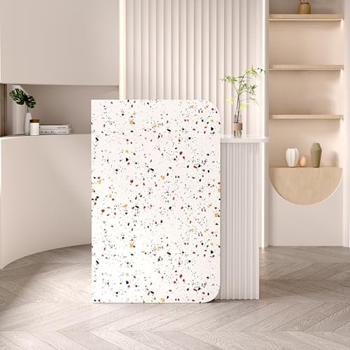 Moderner L-förmiger Empfangs-Schreibtisch mit Theke, Terrazzo-Design, weiß, 152,4 cm, Holz, Einzelhandel, Theke, Rezeptionsraum, Schönheitssalon, Empfangsraum, stilvoller und funktionaler Schreibtisch