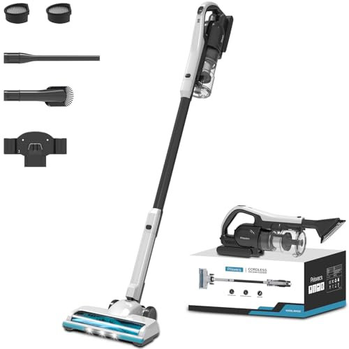 Prisvacs Cordless Vacuum Cleaner, 25Kpa Powerful Suction Ultra-Lightweight Stick Vacuum, Self-Standing, Anti-Tangle, Fast Charging Vacuum Cleaner for Home Hard Floors, Carpets, Pet Hair