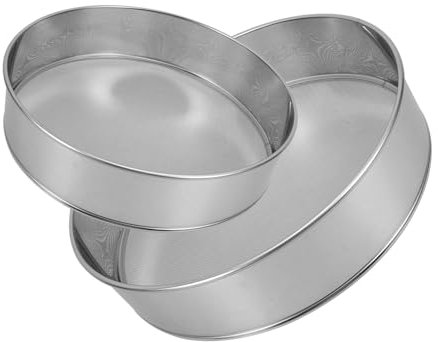 MOLUCKFU 2pcs Stainless Steel Flour Sifter Fine Mesh Manual Sieve for Baking Round Drum Sieve Flour Mesh Sieving Tool