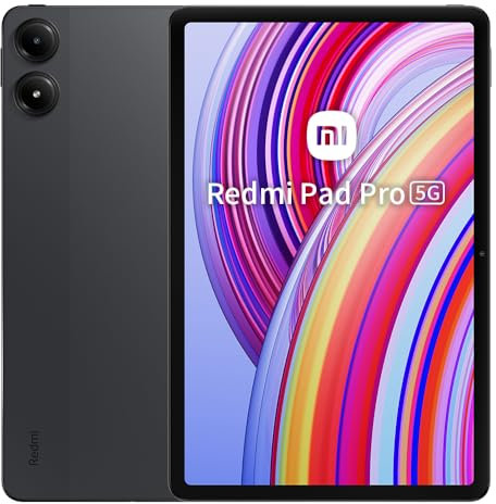 Xiaomi Redmi Pad Pro 5G Tablet 8+256GB 12.1 2.5K Eye-Care Display HyperOS Snapdragon® 7s Gen 2 Mobile Platform 10.000mAh Large Battery Volume, con caricatore (nero)