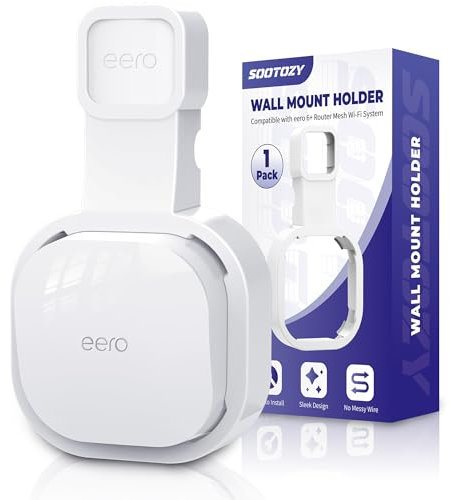 Soporte de pared para eero 6 y para sistema Wi-Fi de malla eero 6+, sin cables desordenados, soporte de pared para extensor eero 6 Plus, soporte de soporte para eero 6+ (blanco-1 unidad)