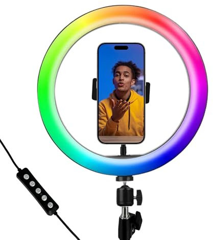 TronicXL Großes LED RGB Ringlicht 10 Zoll ohne Stativ USB Foto Lampe Smartphone Selfies Licht für iPhone TikTok Selfie Video Videolampe Videoleuchte Videolicht Handy Halterung