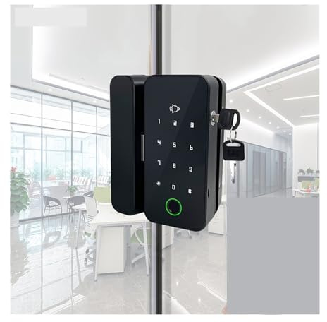 Smart Glass Door Biometric Fingerprint Lock RFID IC Card Code Office Electric Lock Sliding Door(Type3(With frame))