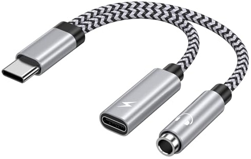 Adaptateur USB C Jack 2 en 1, Adaptateur USB C vers Jack 3,5mm, Adaptateur Casque USB C, Compatible avec iPhone 17 Pro Max/16/15, Samsung Galaxy S26 S25, S24, S23, A45, A55 5g, Xiaomi, Google Pixel