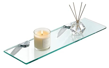 WANGYZJ Glasregal, Glasablage Bad, 8mm Hartglas Glasregal Badezimmer, Montage Von Metallhalterungen, Für Badezimmer, Schlafzimmer, Küche, Büro (Länge 38,5 cm)