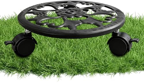 Supporto per piante con ruote, sottovaso in metallo, per esterni, interni, patio, balcone, giardino, trasloco