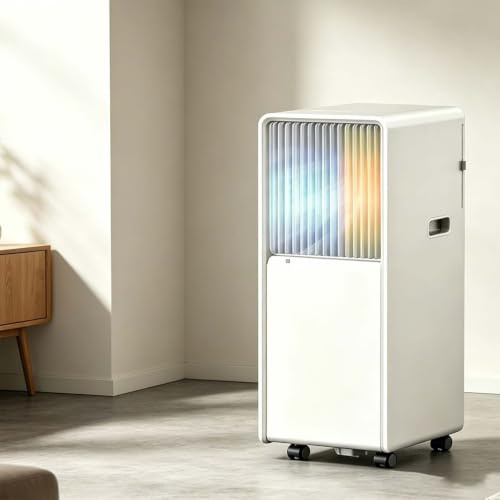 Unidad de aire acondicionado portátil, inversor de aire acondicionado móvil con refrigeración, calefacción, deshumidificación y ventilación, control inteligente, filtro de polvo y ruedas de 360° para