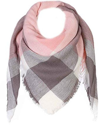 FASHION YOU WANT XXL Schal Karo (Rosa/Schwarz/Weiß)