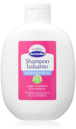 Euphidra - AmidoMio Shampoo Balsamo 2 in 1 con Olio di Riso, Formula Delicata e Idratante, per Capelli Morbidi e Idratanti, Senza Conservanti Aggiunti, 200 ml
