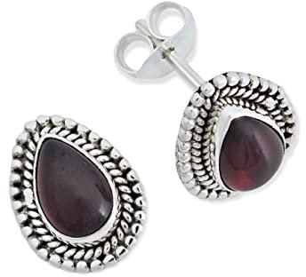 Ohrstecker 925 Silber Granat roter Stein Edelstein Ohrringe echt Silber Damen Sterling Silber Stecker Geschenk(MOS-055-02)