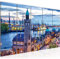 Runa Art Wandbild XXL Hamburg Wohnzimmer Schlafzimmer 200 x 80 cm Blau 5 Teilig - Made in Germany - 603055a