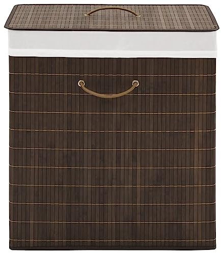 vidaXL Panier à Linge Rectangulaire Bambou Marron Foncé Corbeille à Linge