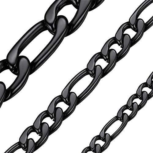 ChainsHouse Schwarz Gliederkette für jungen/Hip pop/Punk-8mm breit 81cm lang