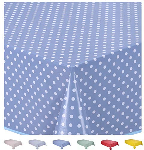 Home Direct Wachstuch Tischdecke Abwaschbar Eckig 140 x 200 cm Kleine Tupfen Blau Grau