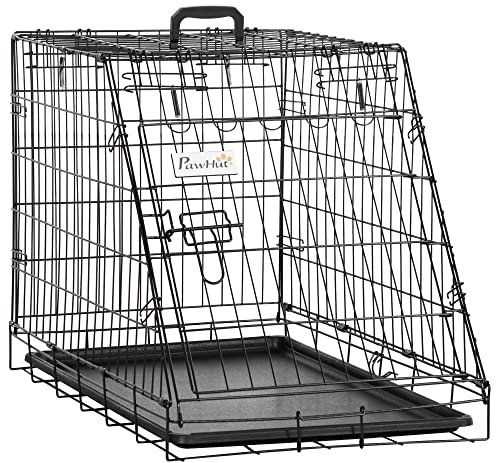 Pawhut Trapeze Collapsible Dog Pet Travel Box Cage Removable Tray 77 x 47 x 55cm