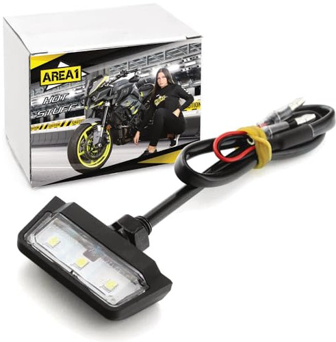 Area1 Premium LED Kennzeichen-Beleuchtung E-geprüft, Motorrad Nummernschild Leuchte, Universal für Motorroller Quad ATV, Kompatibel Mit KSR