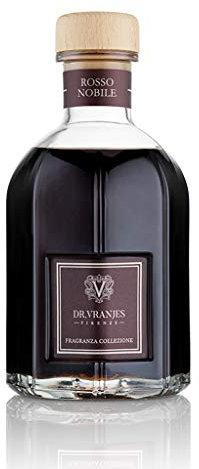 Dr. Vranjes - Rosso Nobile Diffuser + Doppelpack Schwarze Sticks (3 Stück) - Luxuriöser Raumduft Made in Italy, Hauptduft Frucht: Orange, Erdbeere und Rote Beeren, Birke (500 ml)