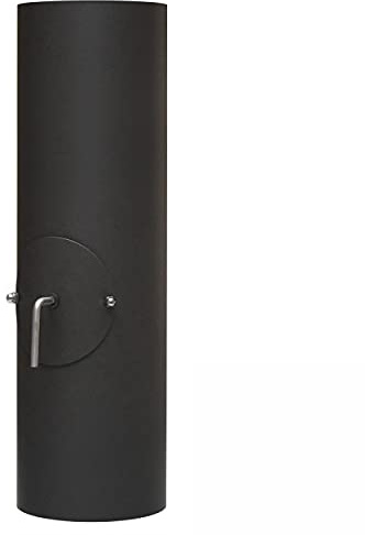 raik Rauchrohr/Ofenrohr mit Zugregulierung, Tür und Kondensatring 150 mm Durchmesser 500 mm Länge 2 mm Stärke Stahlblech Schwarz SH103-150-sw