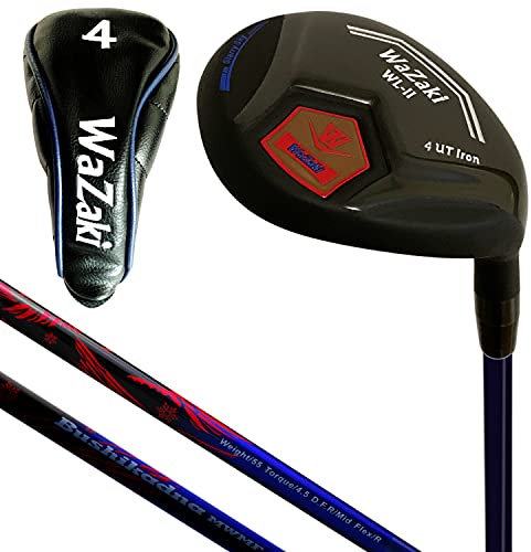 Japan WaZaki Single Hybrid Iron USGA R A Rules Golf Club with Cover,WLIIs Model,Whole Black Oil Finish,No.6, 27 Degree,Mens Regular Flex,55g Graphite Shaft,Plus Half Inch Length