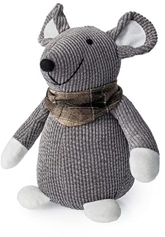 Blue Canyon Cute Mouse with Scarf Door Stop| Sand Stuffed Door Stopper| Heavy Door Stopper Animals| 1kg| Polyester Fabric Door Stop for Bedroom, Drawing Room, Outdoor| Cute Home Décor (Grey)