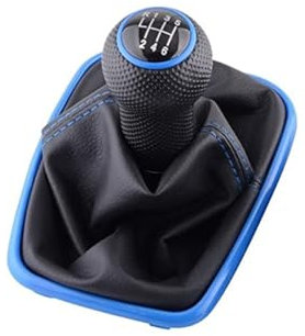 NICOLIE 5/6 Gang Schaltknauf Hebel Shifter Gaitor Stiefel Pu Leder Kompatibel Mit Vw 2003-2008 Golf 4 Iv Mk4 GTI R32 Jetta - 6-Gang-Blau