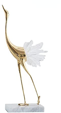 Moderne De Luxe Doré Cristal De Cuivre Grue Minerai Animal Oiseaux Statue Décoration De La Maison Accessoires Salon Doux Meuble TV Armoire À Vin Décor (Blanc A)