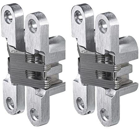 Gedotec Einbohrband in Edelstahl-Optik | 2 Stück - Holzscharnier aus Metall | VICI | Einbohrscharnier vernickelt gebürstet 12 x 59 mm | Türscharnier zum Schrauben mit einem Öffnungswinkel 180°