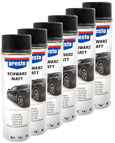 Felgenspray Schwarz matt Felgenschwarz Rallye Spray Lackspray Presto 428955 6 X 500 ml