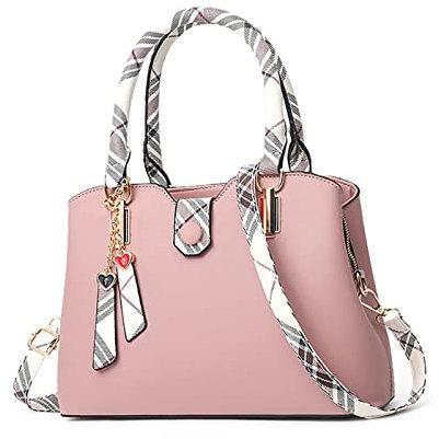 NICOLE & DORIS Sac a Main Portés épaule Femme Sac Bandouliere élégant Sac a Main Femmes PU Cuir Chic Sac Epaule Multicolore Sac Cabas avec Bandoulière Amovible Rose Clair