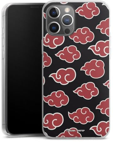 DeinDesign Slim Case extra dünn kompatibel mit Apple iPhone 12 Pro Max Silikon Handyhülle transparent Hülle Naruto Shippuden Pattern Akatsuki