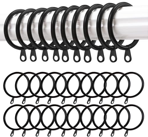 QUMENEY 40 STÜCKE Gardinenringe aus Metall Gardinenringe mit Öse für Gardinenstange Vintage Schwarz (1,77 Zoll Innendurchmesser Gardinenringe)