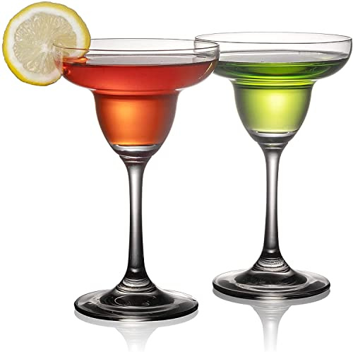 HZIYOU Margarita Glasses Set of 2 - Margarita Cocktail Glasses - Clear Glasses for Drinking Martinis, Manhattans, Vodka, Gin, and Cocktails(6 oz)