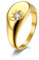 Mesnt Schmuck Ringe Damen, Rocker Ringe Herren, Ovale Sonnenmuster-Einlage Mit Siegelring Aus Zirkonia Ring aus Edelstahl Gold Größe 52 (16.6)