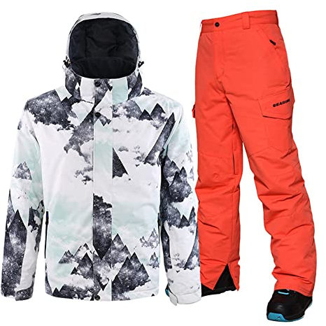 HOTIAN Herren Schneeanzug, Wasserdicht Winddicht Winter Warme Schnee Skifahren Sätze,für Wandern Klettern Isoliertes Snowboarden MOUTAIN OR M