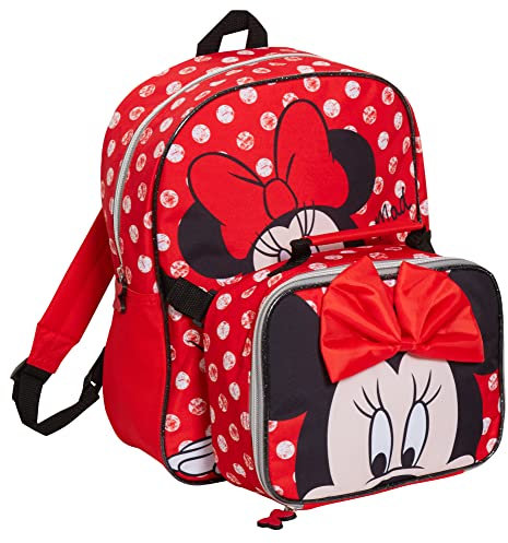 Disney Minnie Mouse Backpack With Lunch Bag For Girls School Bag 2 Piece Matching Insulated Lunch Set