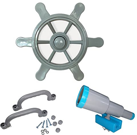 Accessoires tour de jeu gris - Volant pirate, télescope, poignées accessoires cabane d'arbre