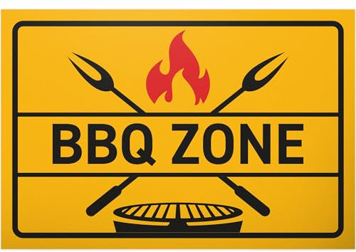 DankeDir! BBQ Zone - 30 x 20 cm Schild - Geburtstagsgeschenk Türschild lustiger Spruch Grill Barbecue - Partydeko Deko Geschenkidee Griller Kollegen Freunde Geschenk für Ihn Party
