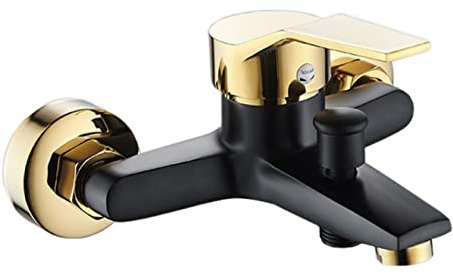 FQYEP Wannenarmatur Schwarz, Matt-schwarz, Armatur Badewanne, Messing, Wannenarmatur Schwarz Matt, Mischbatterie Badewanne, Gold